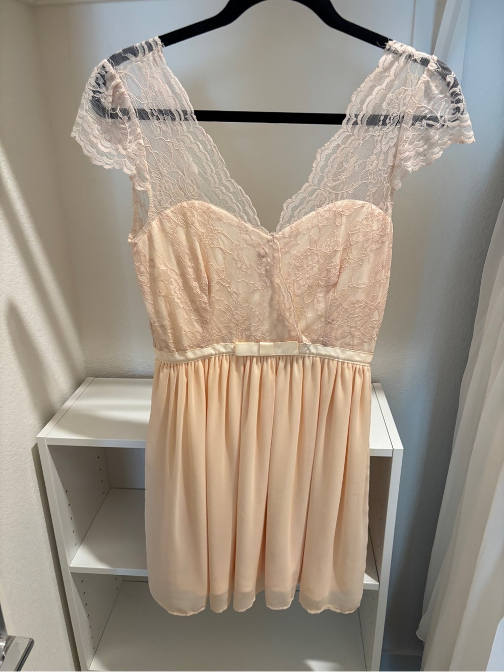 ASOS Blush Lace Cap-Sleeve Chiffon Chemise